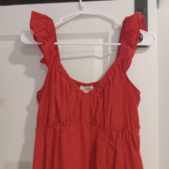 NEW Universal Thread Bright Red Small Flutter Cap Sleeve Maxi Dress - Picture 3 of 7